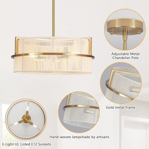 15.7" 3-Light Boho Drum Chandelier