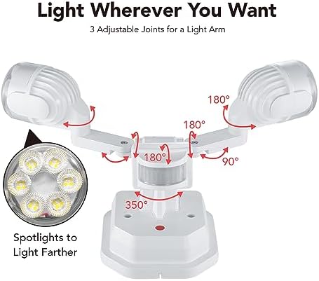 OREiN 2-Pack 5000K LED Motion Sensor Flood Lights