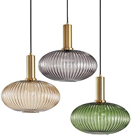 11.8 Inches Amber Glass Brass Pendant Light