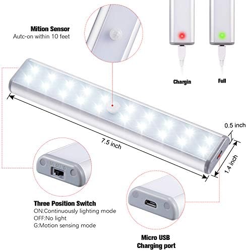 Motion Sensor Cabinet Lights, 2 Pack