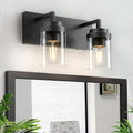 2-Light Matte Black Bathroom Vanity Light, 15 Inch