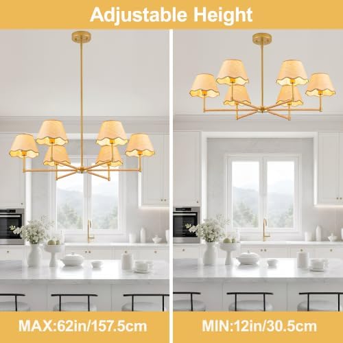 MAYNA 38" 6-Light Rattan Chandelier