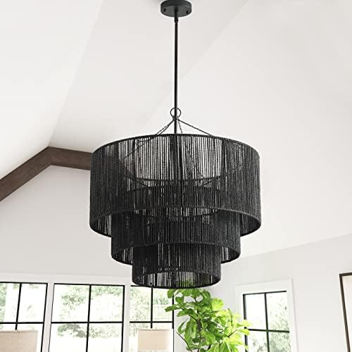 Aiwen 27.55 Inch Matte Black Pendant Light