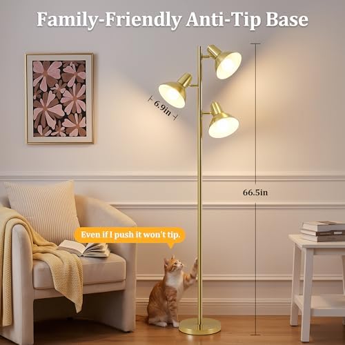 3-Light 67" Metal Tree Floor Lamp
