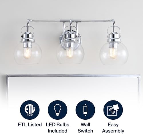 JONATHAN Y Shirley 3-Light Vanity Light 24", Chrome
