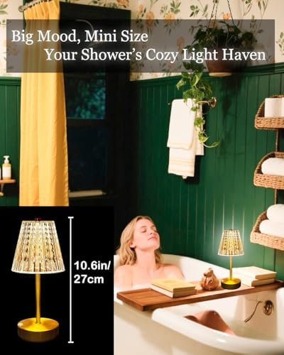 Gold Cordless Rechargeable Crystal Table Lamp, 5000mAh
