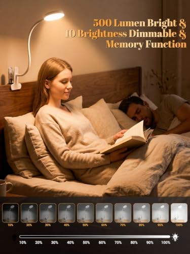 RGB Clip-On Desk Lamp, 10 Colors, Dimmable