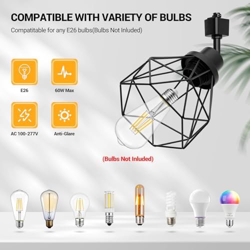 E26 Track Lighting Heads, 4-Light Black