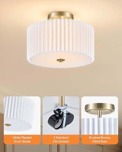 VONLUCE 12.2" 2-Light Semi Flush Mount Ceiling Light
