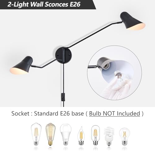 Black 2-Light Swing Arm Wall Sconces