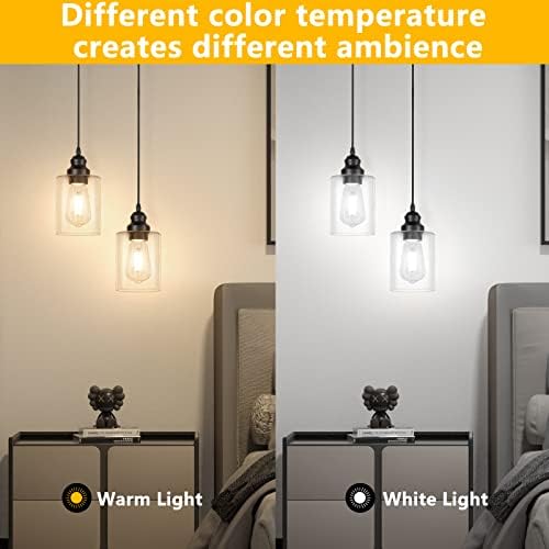 Licperron 3-Pack Black Pendant Lights, Clear Glass Shade