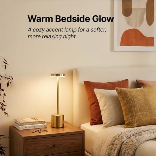Cordless Table Lamp Set of 2, Gold