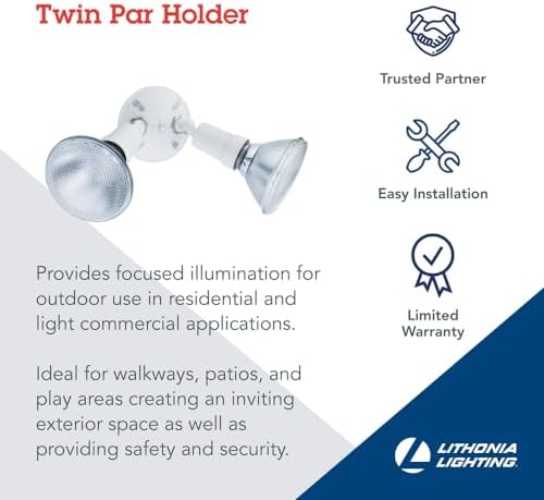 Lithonia Lighting Adjustable Twin Par Flood Light Holder, 120V, White