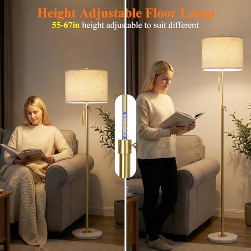 Qingmiao Gold Floor Lamp, 55"-67" Adjustable, Dimmable