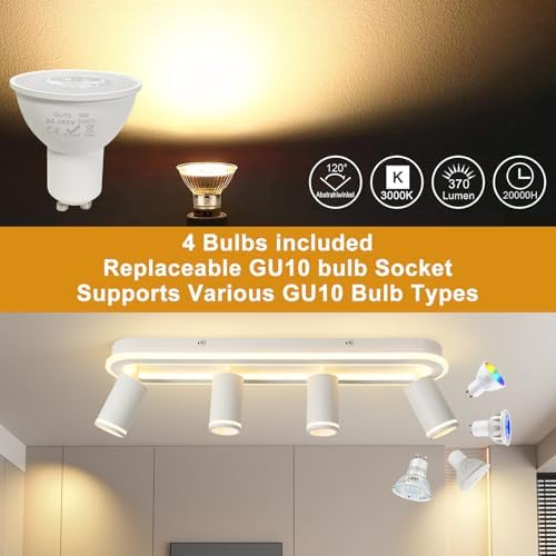 4-Light LED Track Lighting Spotlight Kit, White