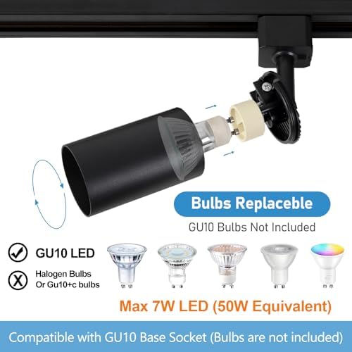 Plug-In 4-Light GU10 Track Lighting Kit, Black
