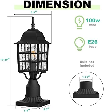 2-Pack Aluminum Outdoor Post Light Fixture