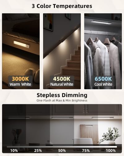 EZVALO 6-Pack Motion Sensor Under Cabinet Lighting with Charging