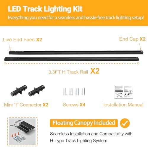 VANoopee 6.6FT H Track Lighting Rails, Black