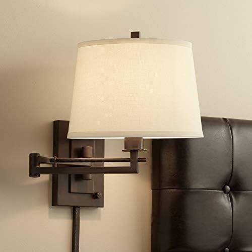 Easley 15" Bronze Plug-In Swing Arm Wall Lamp