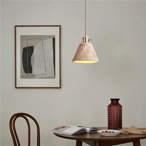 Modern Nordic Travertine Pendant Light, Brass Finish