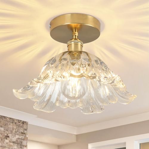 11" Vintage Transparent Semi Flush Mount Ceiling Light