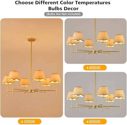 Gold Farmhouse Chandelier 6-Light Boho Pendant Lamp 37.5‘’ Large