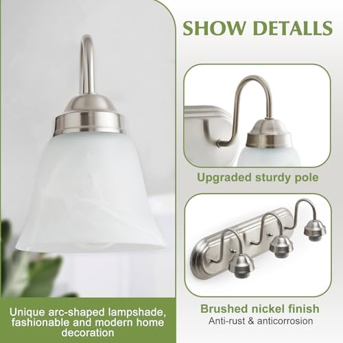 3 Light Brushed Nickel Bathroom Vanity Light