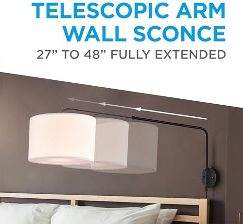 Coby Adjustable Swing Arm Wall Sconce, Matte Black