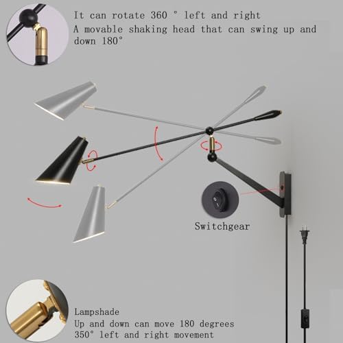 Adjustable Swing Arm Wall Lamp, E26 Base