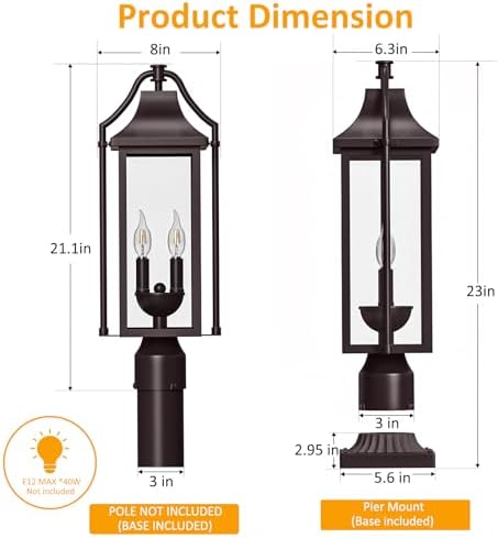 23-Inch Bronze Outdoor Post Light