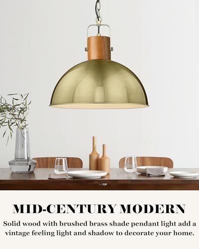 ELYONA 16" Rubber Wood Dome Pendant Light