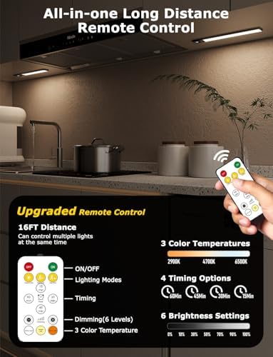 12" Under Cabinet Lighting Wireless, Remote, Motion Sensor, 4Pack