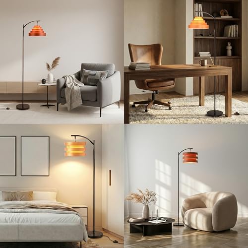 O’Bright Strata Wooden Floor Lamp, Black Light Oak