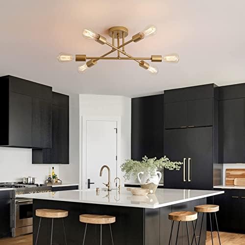 MEIXISUE Gold Modern Sputnik Chandelier, 6 Lights