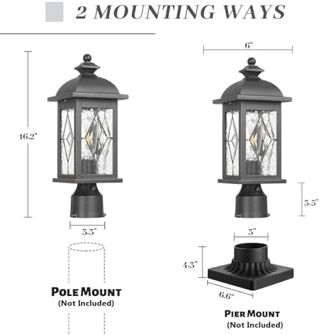 Black Aluminum Dusk to Dawn Outdoor Post Light