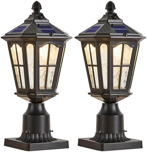 2 Pack Solar Lamp Post Lights, Black