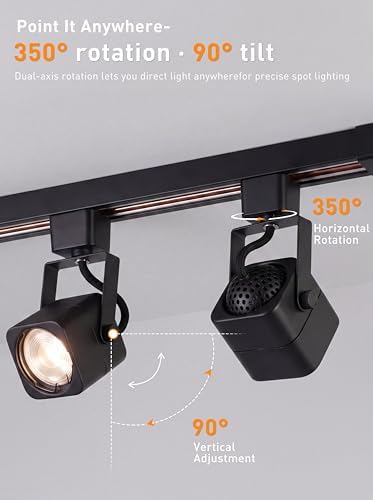 CLOUDY BAY 6-Pack H-Type GU10 Track Lighting Heads, Black