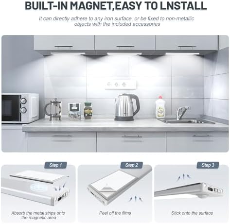6 Pack Under Cabinet Motion Sensor Lights, Rechargeable