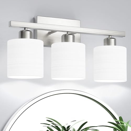 PARTPHONER 3-Light Bathroom Vanity Light, Brushed Nickel