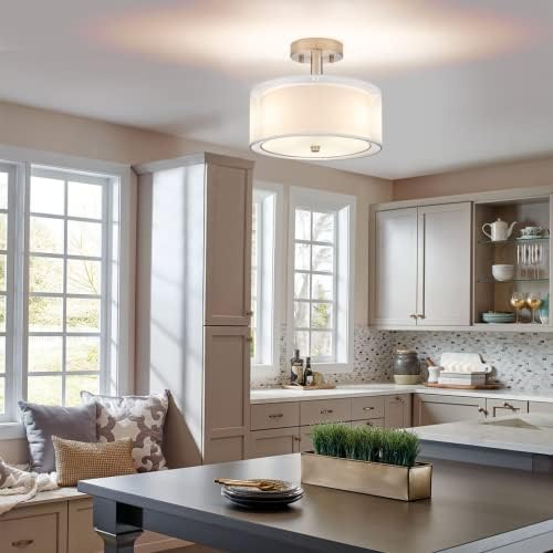 3-Light Drum Semi Flush Mount Ceiling Light