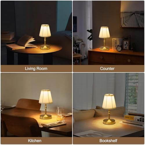Gold Cordless Rechargeable Table Lamp, 3000mAh