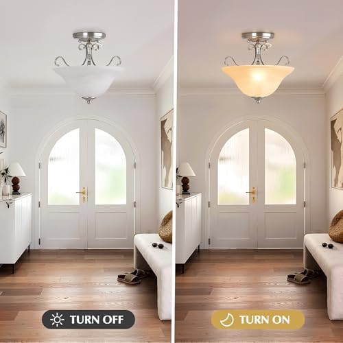 12" Brushed Nickel Semi Flush Mount Ceiling Light