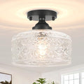 Daunton Small Matte Black Semi Flush Mount Ceiling Light