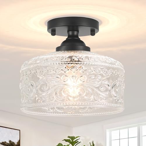 Daunton Small Matte Black Semi Flush Mount Ceiling Light
