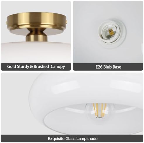 Small 11'' Gold Semi Flush Mount Ceiling Light