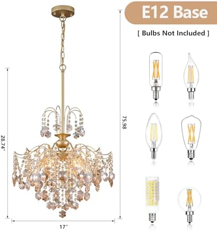 Q&S Modern Gold Crystal Chandelier, 6 Lights