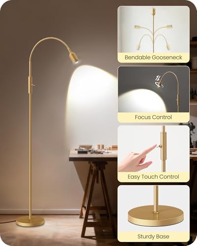 Reading Floor Lamp, 74.2" Tall, 360° Flexible Gooseneck