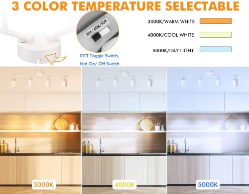 CLOUDY BAY 4-Head 3-Color LED Track Lighting Kit, White