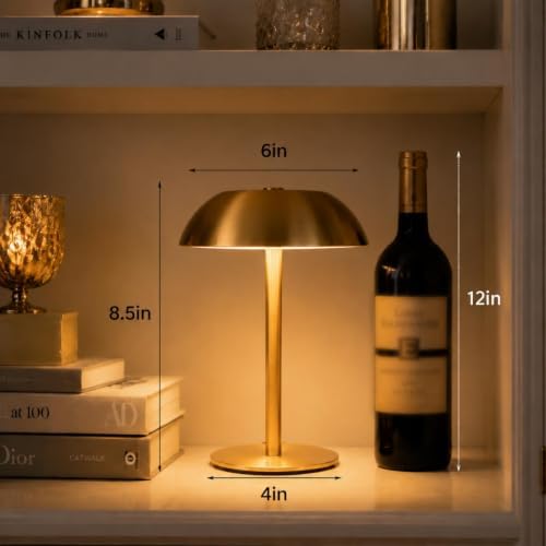 Small Rechargeable Cordless LED Table Lamp, Gold